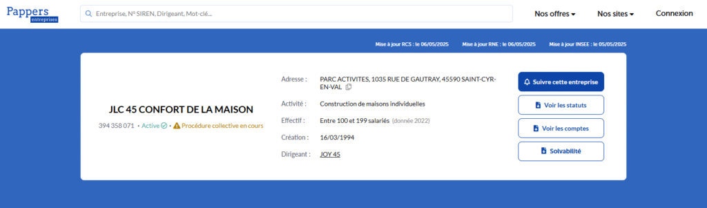 JLC 45 est en redressement judiciaire ?