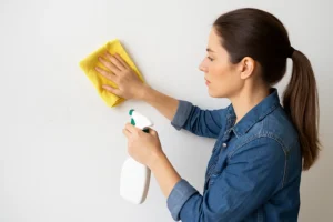 nettoyer un mur blanc