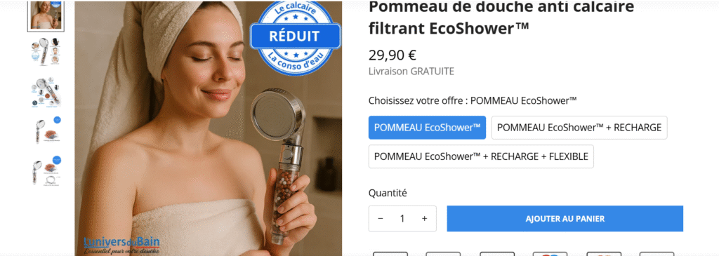 pommeau de douche filtrant Ecoshower™ (L'Univers du Bain)