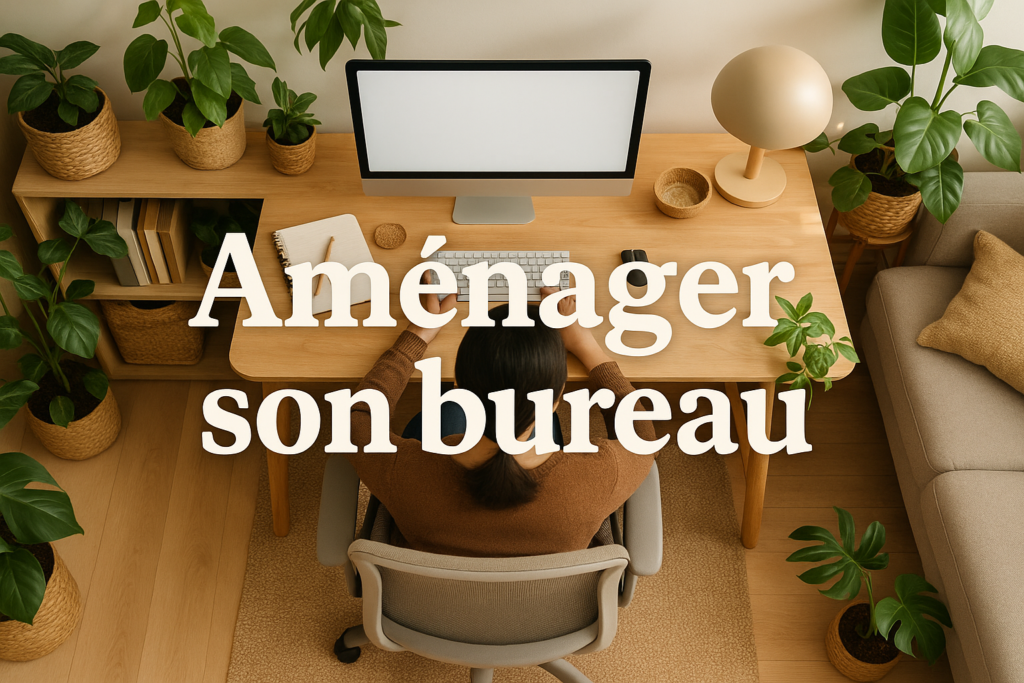 Aménagement de bureau à domicile organisé salon