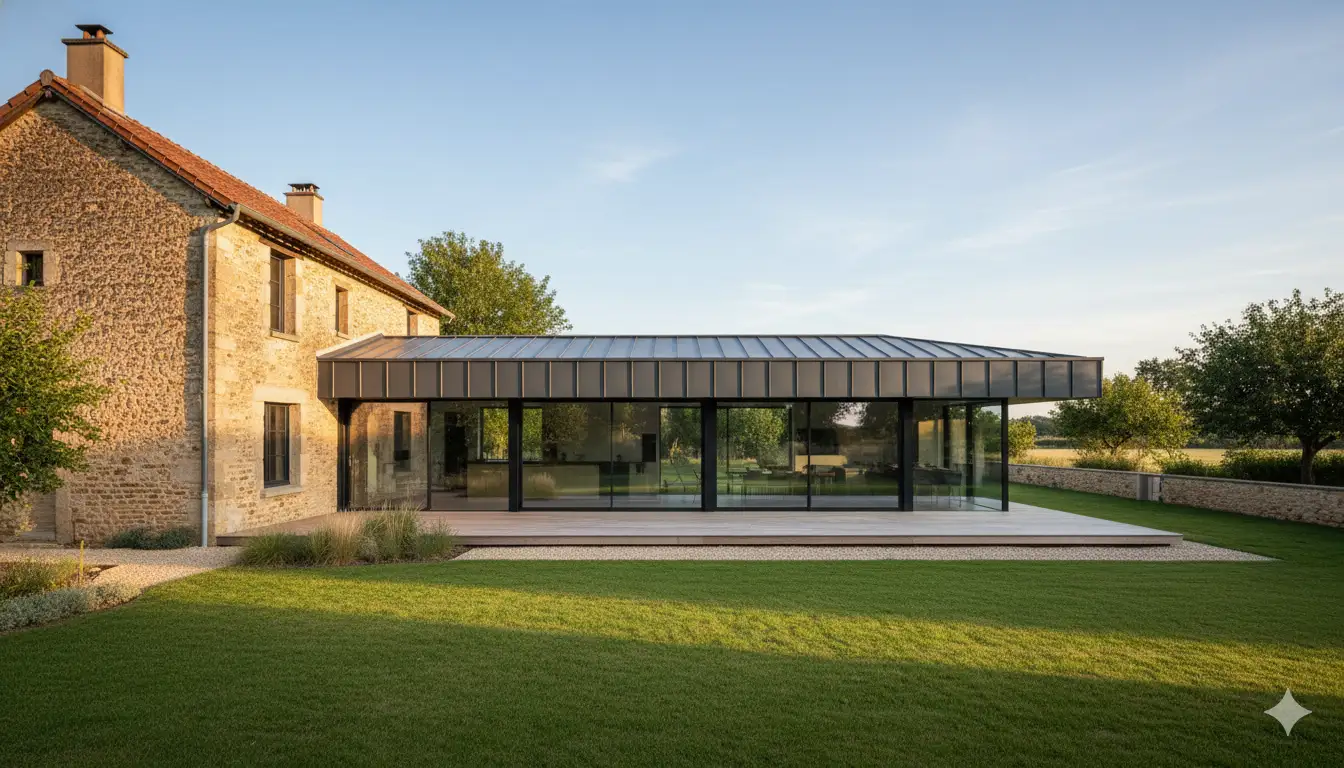 Comment réussir une extension avec un toit plat sur une maison ancienne ?