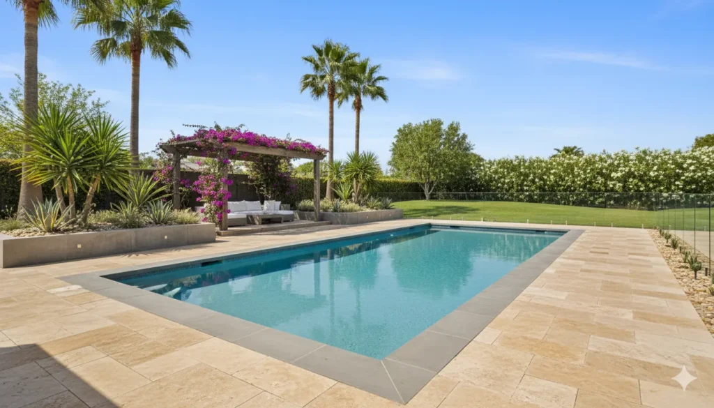 amenagement paysager autour d'une piscine creusée