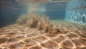 poussière marron au fond de la piscine