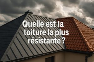 Vue aérienne de la Toiture la Plus Résistante combinant ardoise bac acier et tuiles terre cuite