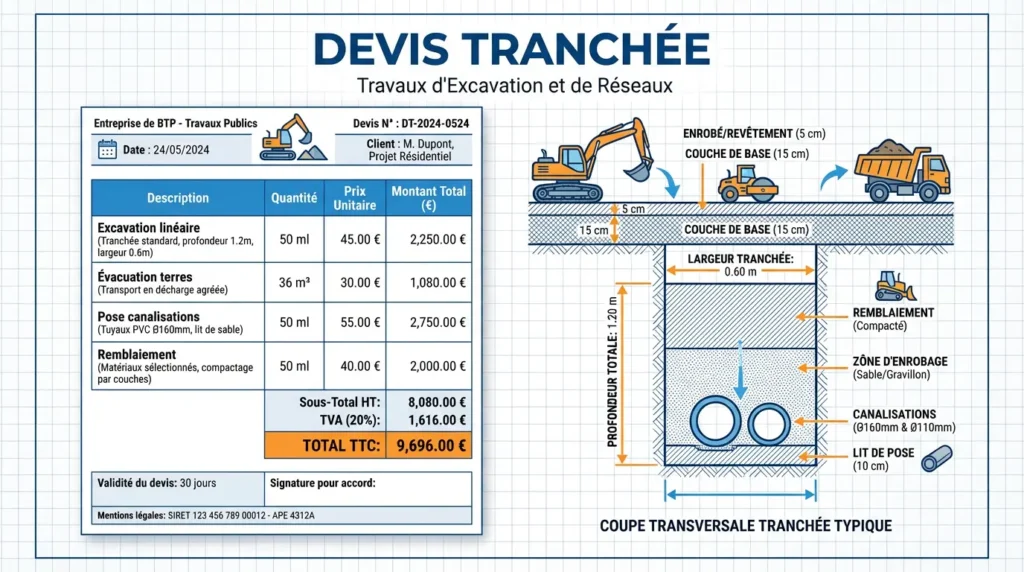 Exemple de devis pour une tranchée