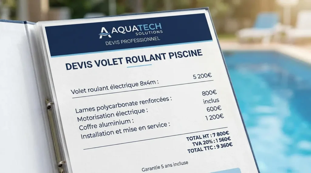 Exemple devis volet roulant piscine