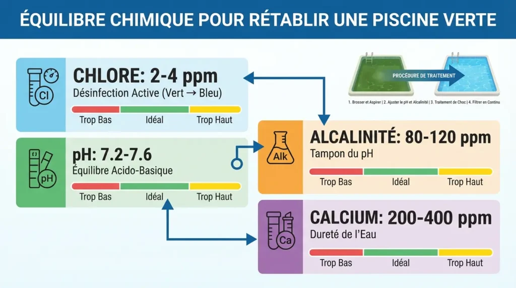 eau verte dans une piscine