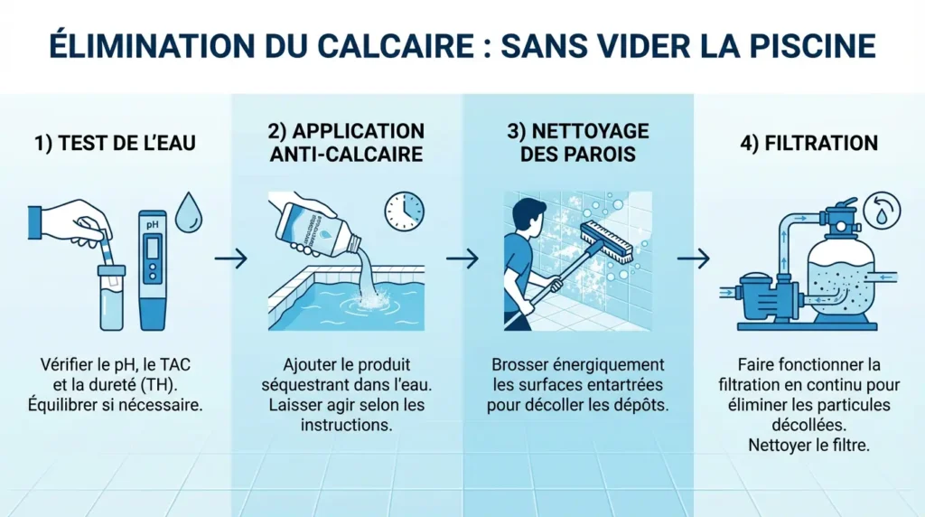 méthodes pour enlever le calcaire d'une piscine sans la vider