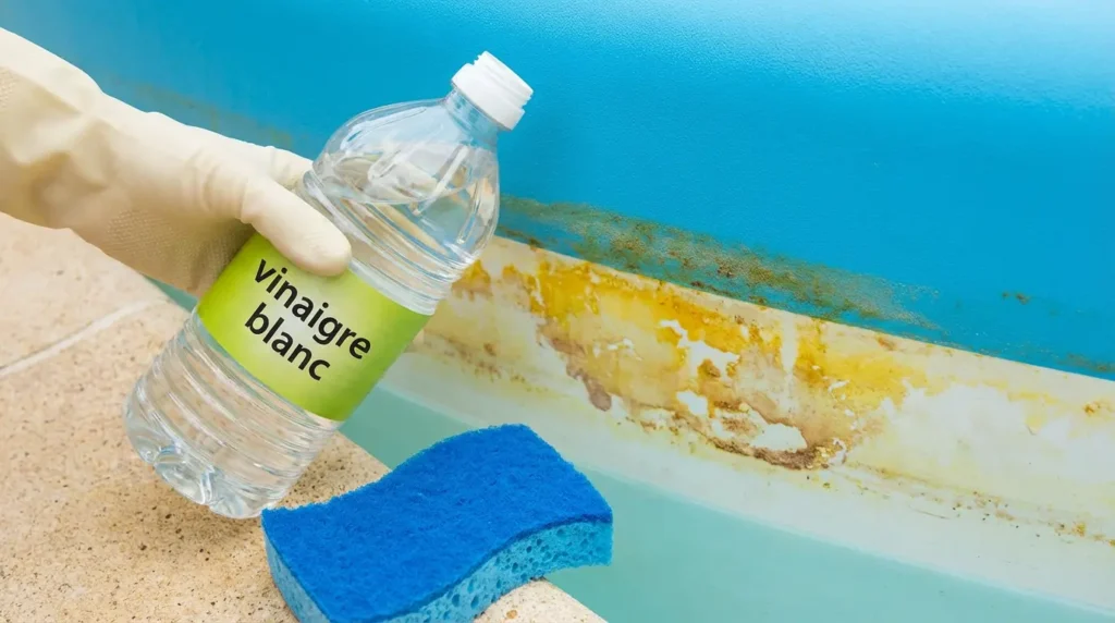 nettoyer la ligne d'eau d'une piscine avec du vinaigre blanc