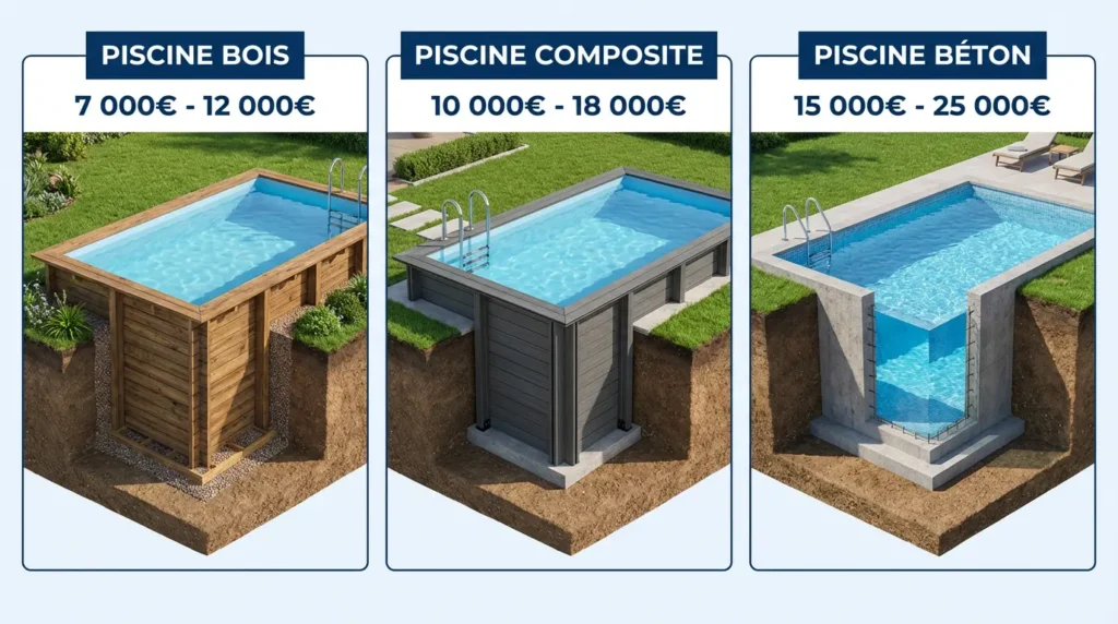 prix d'une piscine semi enterrée selon le type de bassin