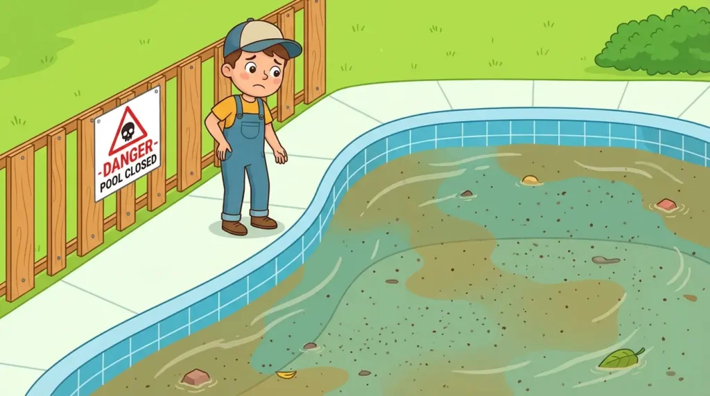 se baigner dans une piscine trouble