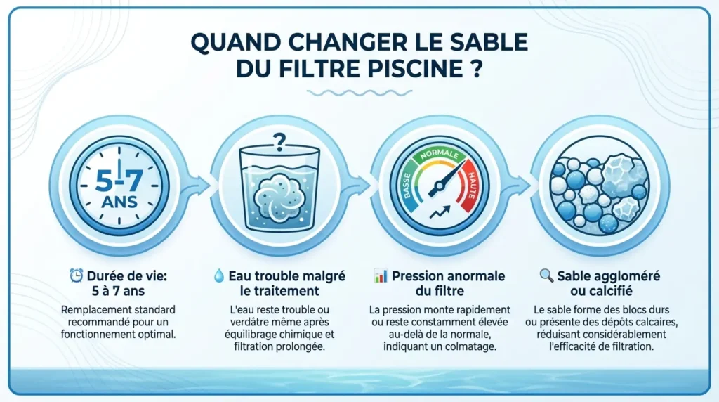 signes qui indiquent qu'il faut changer le sable du filtre