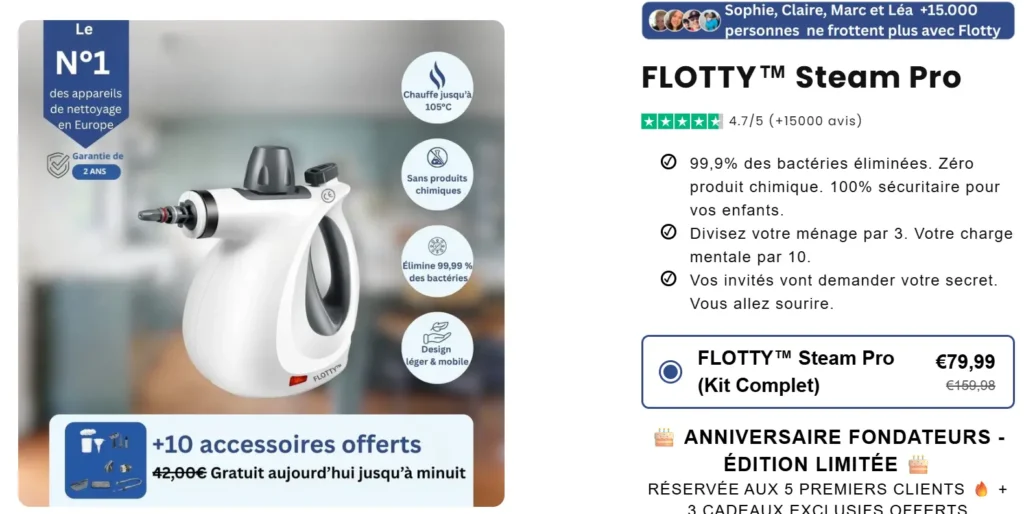 avis positifs sur le nettoyeur vapeur Flotty
