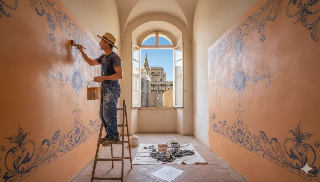 un artisan peintre à Avignon