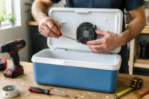 Comment faire une clim maison avec un ventilateur installé dans le couvercle d’une glacière percée
