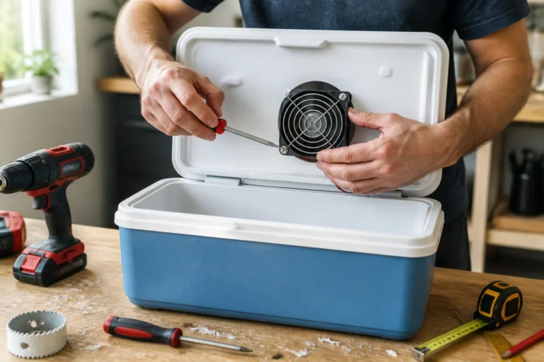 Comment faire une clim maison avec un ventilateur installé dans le couvercle d’une glacière percée