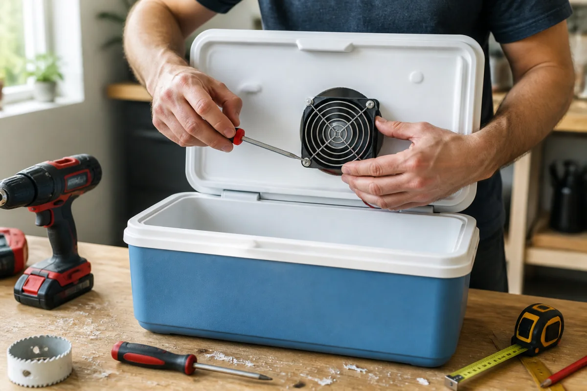 Comment faire une clim maison avec un ventilateur installé dans le couvercle d’une glacière percée